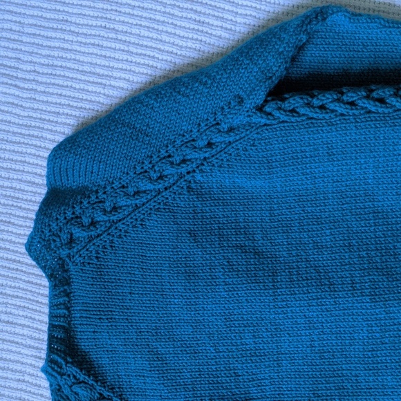 Handmade knitted cardigan sweater teal - Picture 3 of 4